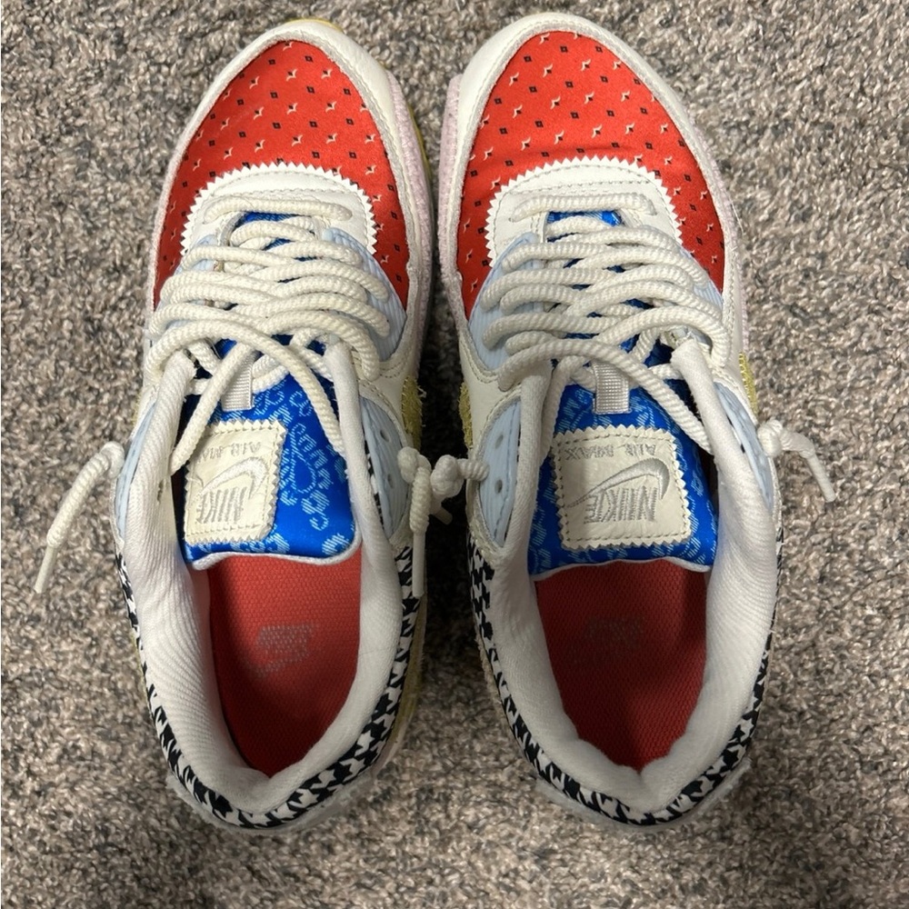 Nike AirMax Red and Blue Patterned Sneakers
